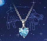 S925 Silver 12 Constellation Birthstone Heart Zircon Necklace