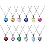 S925 Silver 12 Constellation Birthstone Heart Zircon Necklace