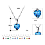 S925 Silver 12 Constellation Birthstone Heart Zircon Necklace