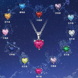 S925 Silver 12 Constellation Birthstone Heart Zircon Necklace