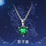 S925 Silver 12 Constellation Birthstone Heart Zircon Necklace