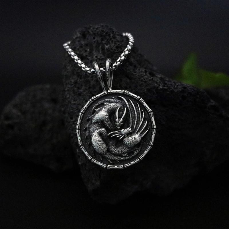 Zodiac Pterodactyl Pendant Necklace for Men