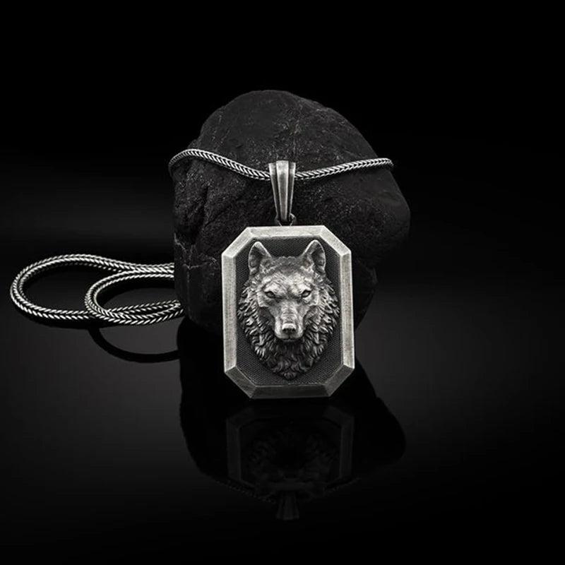 Zodiac Wolf Pendant Necklace Retro Men's Chain