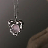 925 Silver Light Chalcedony Love Pendant Necklace