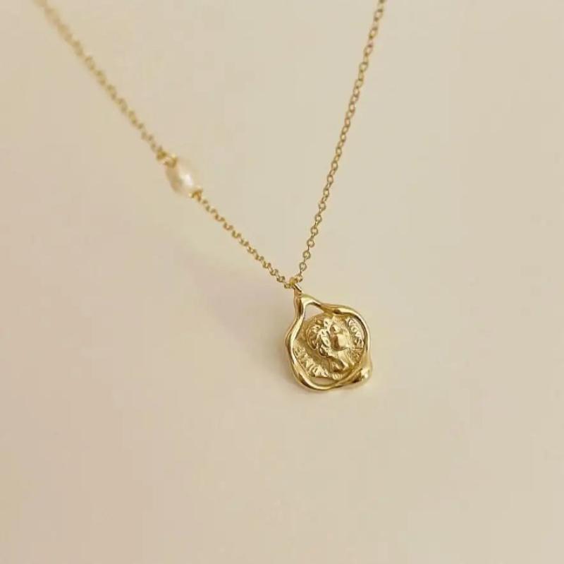 925 Vintage Silver Necklace Portrait Collarbone Chain Pendant Jewelry