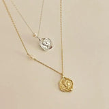 925 Vintage Silver Necklace Portrait Collarbone Chain Pendant Jewelry