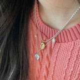 925 Vintage Silver Necklace Portrait Collarbone Chain Pendant Jewelry