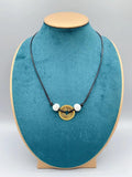 Chinese Coin Necklace Freshwater Pearls Leather Choker