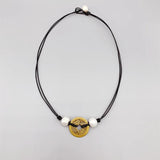 Chinese Coin Necklace Freshwater Pearls Leather Choker