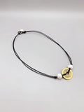Chinese Coin Necklace Freshwater Pearls Leather Choker
