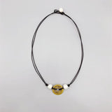 Chinese Coin Necklace Freshwater Pearls Leather Choker