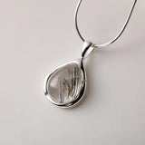 925 Silver Water Drop Crystal Necklace Pendant Snake Bone Chain