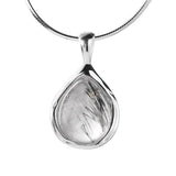 925 Silver Water Drop Crystal Necklace Pendant Snake Bone Chain