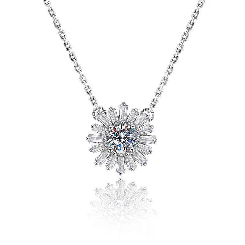 925 Silver Sunflower Necklace with Moissanite Diamond
