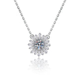 925 Silver Sunflower Necklace with Moissanite Diamond