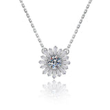 925 Silver Sunflower Necklace with Moissanite Diamond
