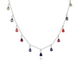 Water Drop Pendant Zircon Charm Sterling Silver Necklace
