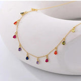 Water Drop Pendant Zircon Charm Sterling Silver Necklace