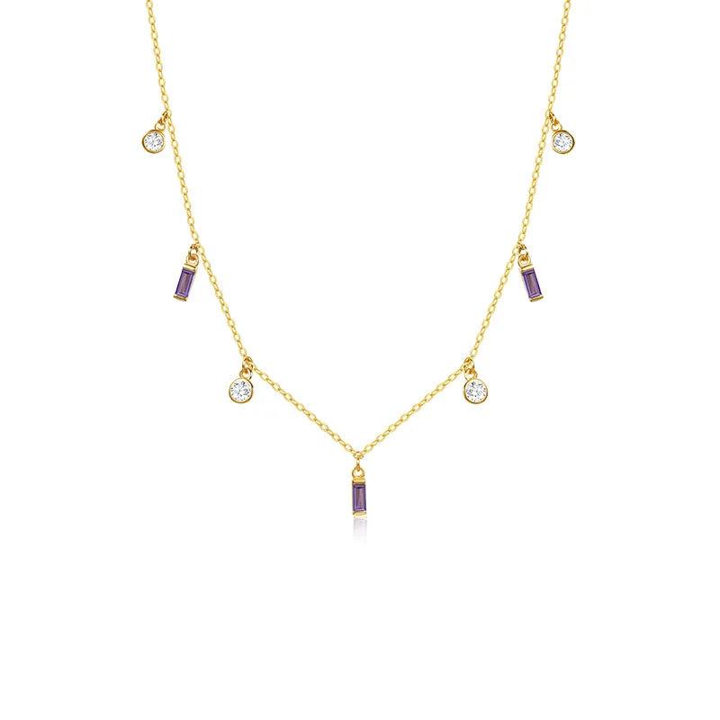 Geometric Cube Pendant Zircon Charm Necklace