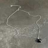 925 Silver Agate Love Necklace Pendant Girl Jewelry
