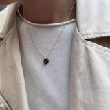 925 Silver Agate Love Necklace Pendant Girl Jewelry