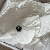 925 Silver Agate Love Necklace Pendant Girl Jewelry