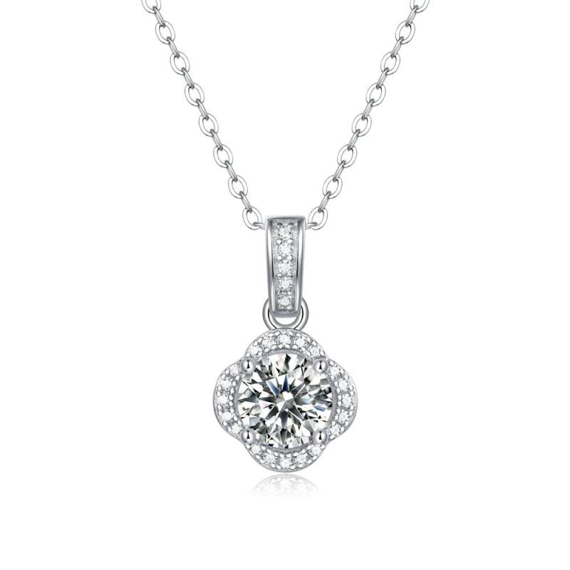 D Moissanite Diamond Gemstone Silver Necklace Pendant