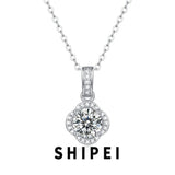 D Moissanite Diamond Gemstone Silver Necklace Pendant
