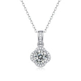 D Moissanite Diamond Gemstone Silver Necklace Pendant