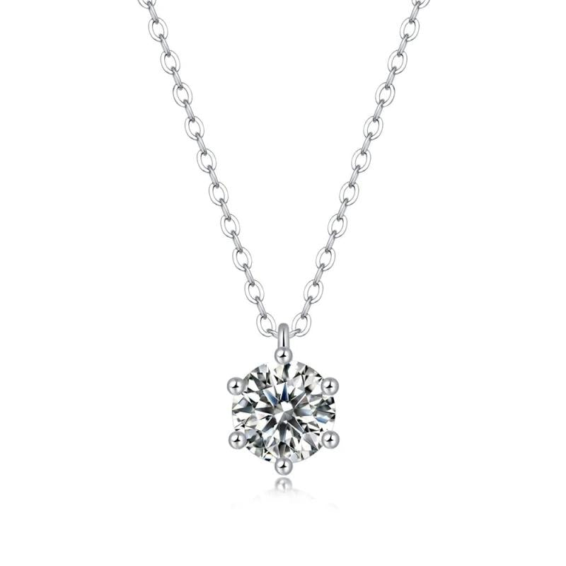 1CT D Moissanite Diamond Sterling Silver Necklace Pendant