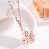 Rose Star Pendant Necklace 925 Sterling Silver Chocker Lady