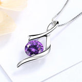 S925 Sterling Silver Ribbon Pendant Necklace Gift
