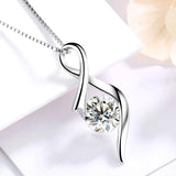 S925 Sterling Silver Ribbon Pendant Necklace Gift