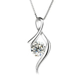 S925 Sterling Silver Ribbon Pendant Necklace Gift