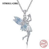 925 Silver Elf Pendant Zircon Angel Girl Necklace Fine Jewelry