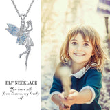 925 Silver Elf Pendant Zircon Angel Girl Necklace Fine Jewelry
