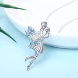 925 Silver Elf Pendant Zircon Angel Girl Necklace Fine Jewelry