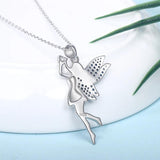 925 Silver Elf Pendant Zircon Angel Girl Necklace Fine Jewelry