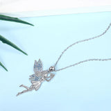 925 Silver Elf Pendant Zircon Angel Girl Necklace Fine Jewelry