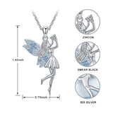 925 Silver Elf Pendant Zircon Angel Girl Necklace Fine Jewelry