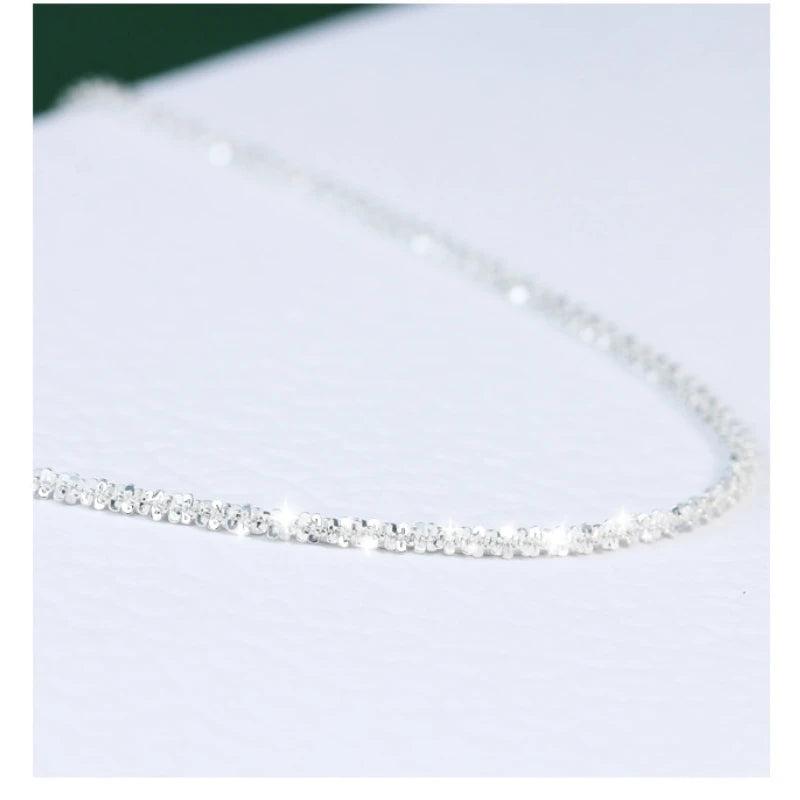 925 Sterling Silver Gypsophila Chain Necklace Platinum Plated