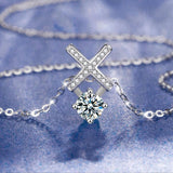 925 Silver Cross 1ct Moissanite Pendant Necklace for Women