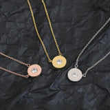 925 Sterling Silver Women Round Necklace Earrings Set