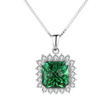Square Emerald Pendant Necklace for Women Green Zircon