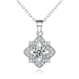 Four-Leaf Clover Flower Necklace S925 Sterling Silver Zircon