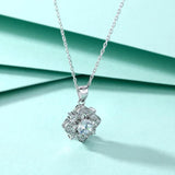 Four-Leaf Clover Flower Necklace S925 Sterling Silver Zircon