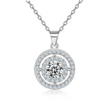 Sterling Silver Clavicle Chain Round Diamond Zircon Necklace