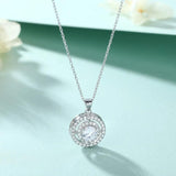 Sterling Silver Clavicle Chain Round Diamond Zircon Necklace