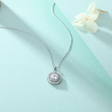 Sterling Silver Clavicle Chain Round Diamond Zircon Necklace