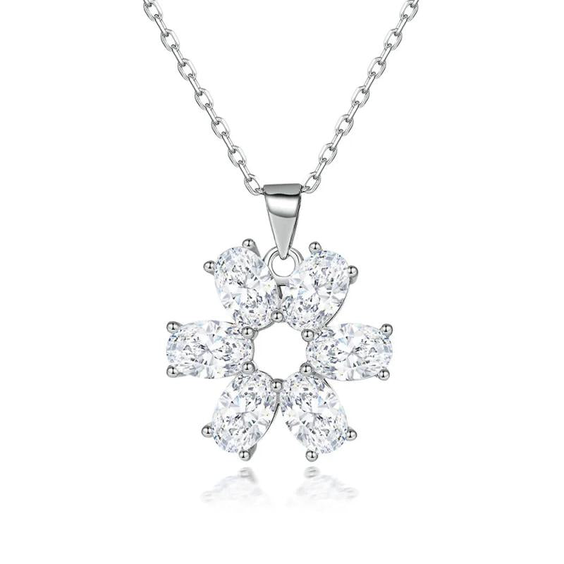 Sunflower Necklace Female S925 Silver Clavicle Chain Zircon